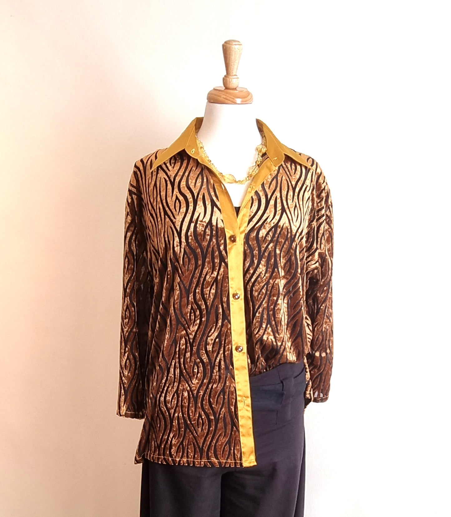 No Tag - Gold & Brown animal print long sleeve shirt
