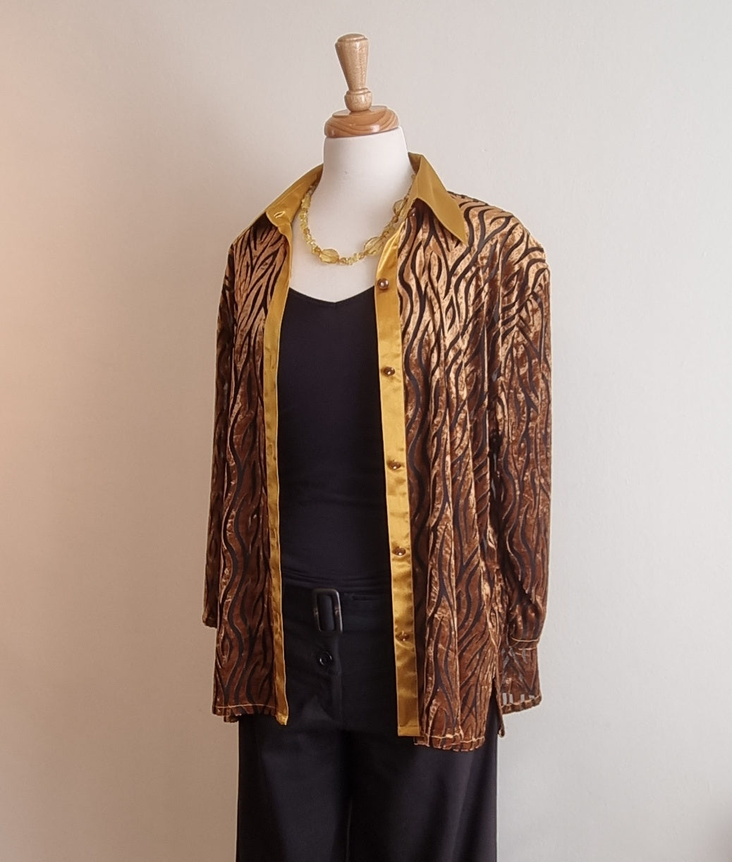 No Tag - Gold & Brown animal print long sleeve shirt