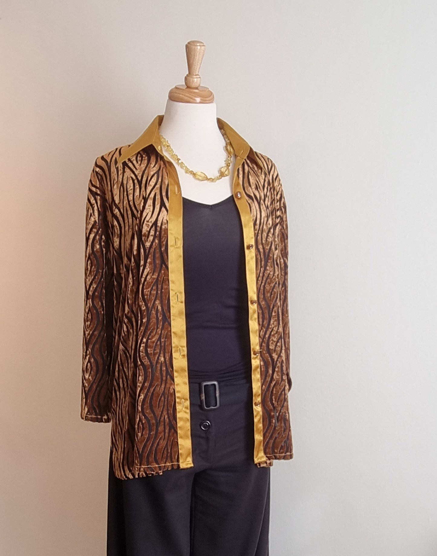 No Tag - Gold & Brown animal print long sleeve shirt