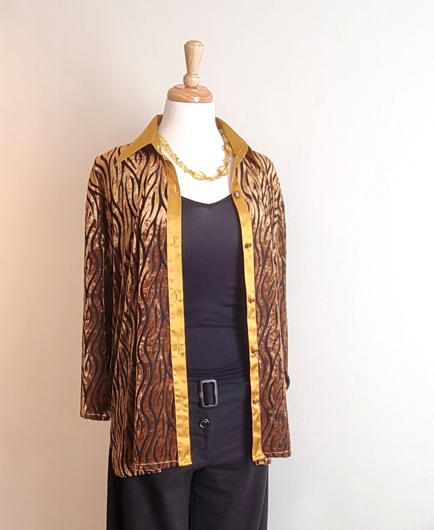 No Tag - Gold & Brown animal print long sleeve shirt