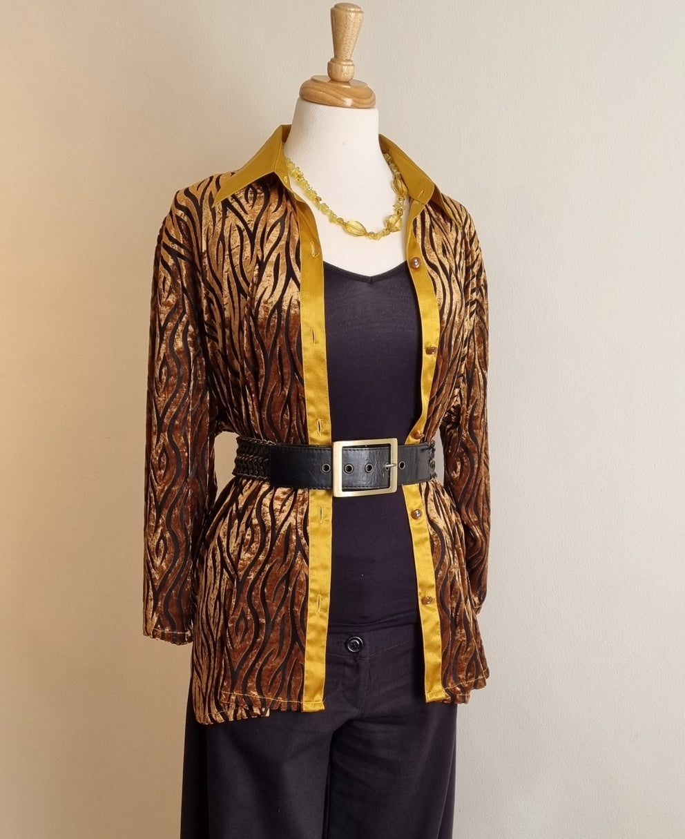 No Tag - Gold & Brown animal print long sleeve shirt
