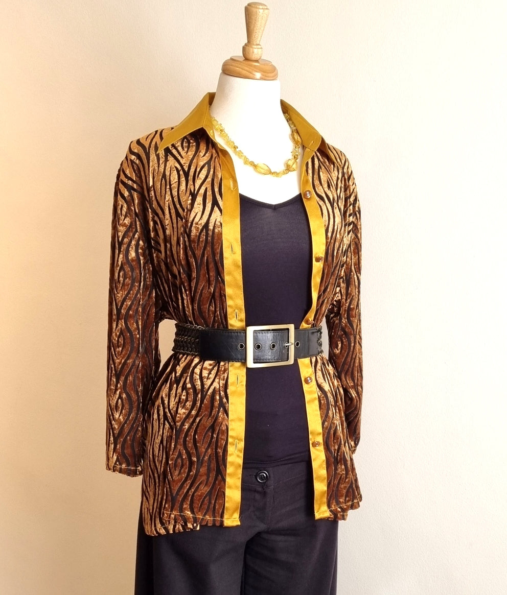 No Tag - Gold & Brown animal print long sleeve shirt