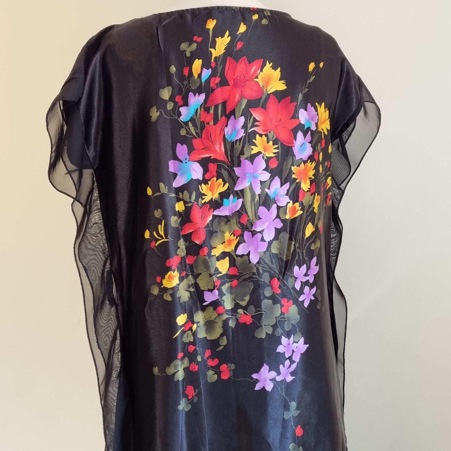 Made in SA - Black silk printed round necked blouse