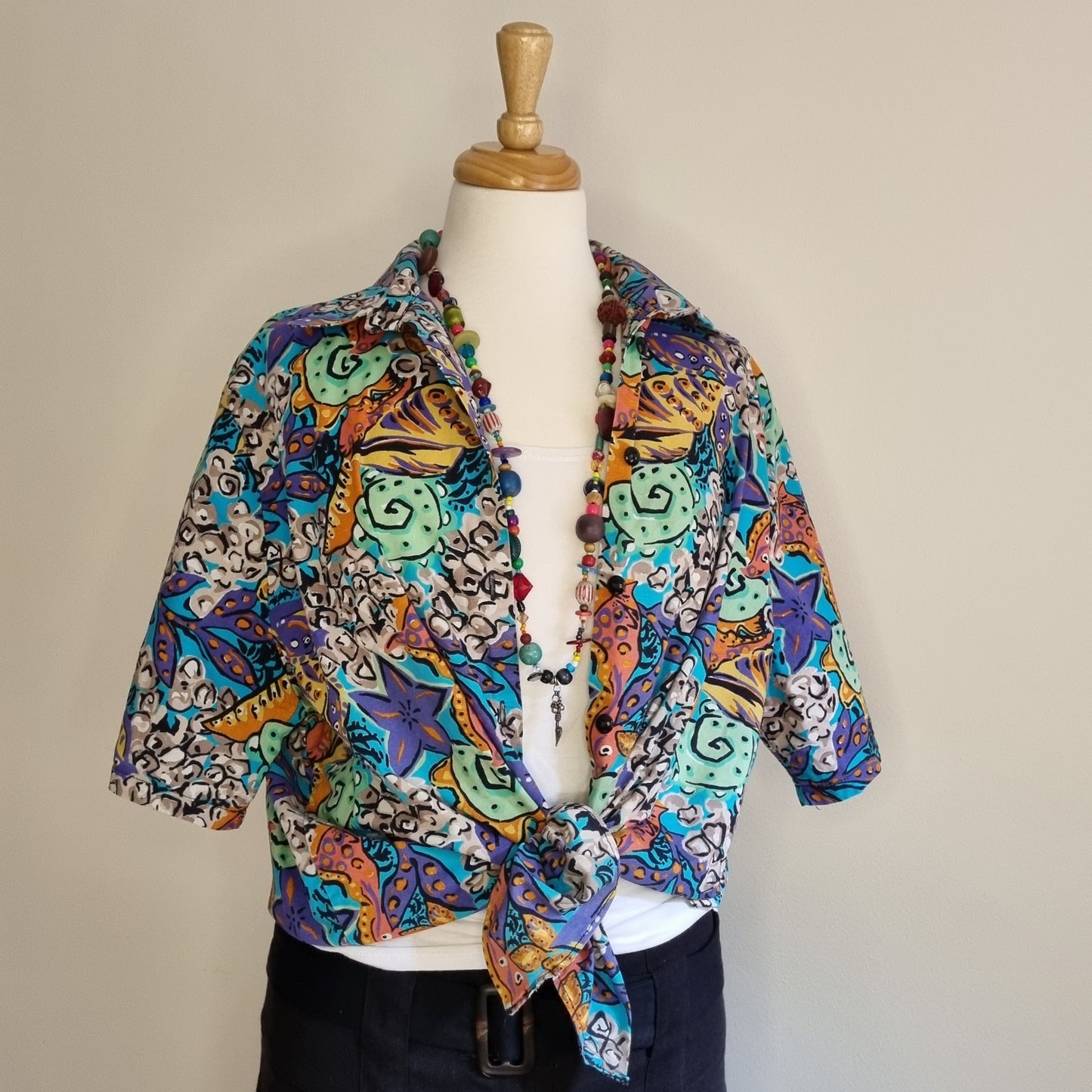 Made in SA - Fresh & funky turquoise and yellow short sleeve shirt