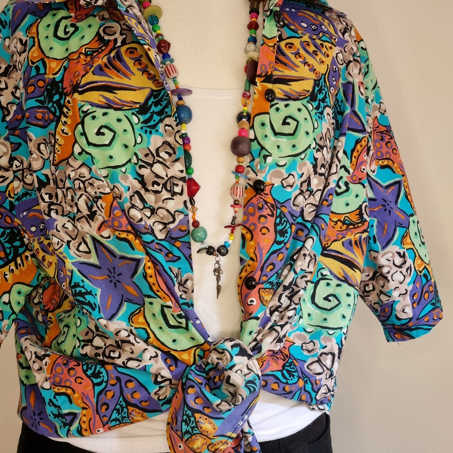 Made in SA - Fresh & funky turquoise and yellow short sleeve shirt