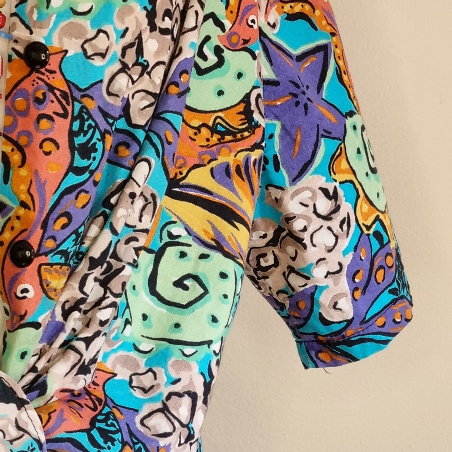 Made in SA - Fresh & funky turquoise and yellow short sleeve shirt
