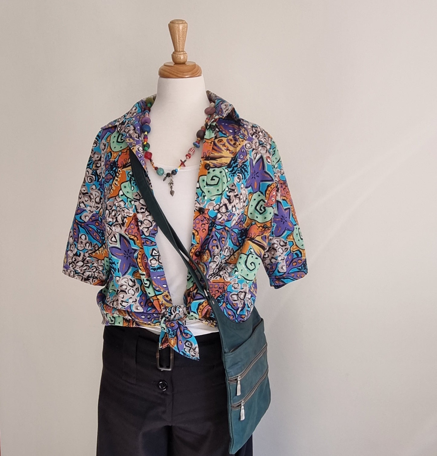 Made in SA - Fresh & funky turquoise and yellow short sleeve shirt