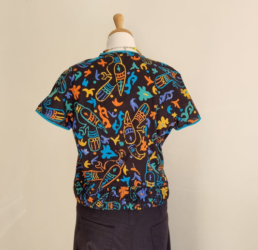 Made in SA - Turquoise waistline button top with turquoise edging