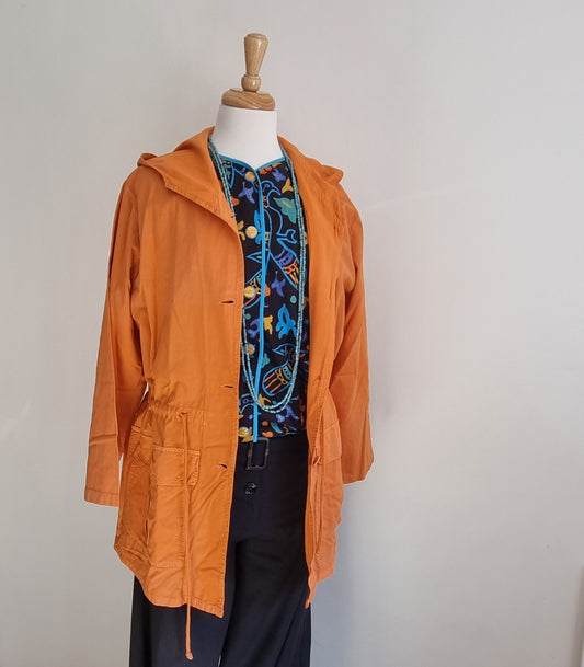 Beyette Cape Town - Orange hooded jacket with waist tie