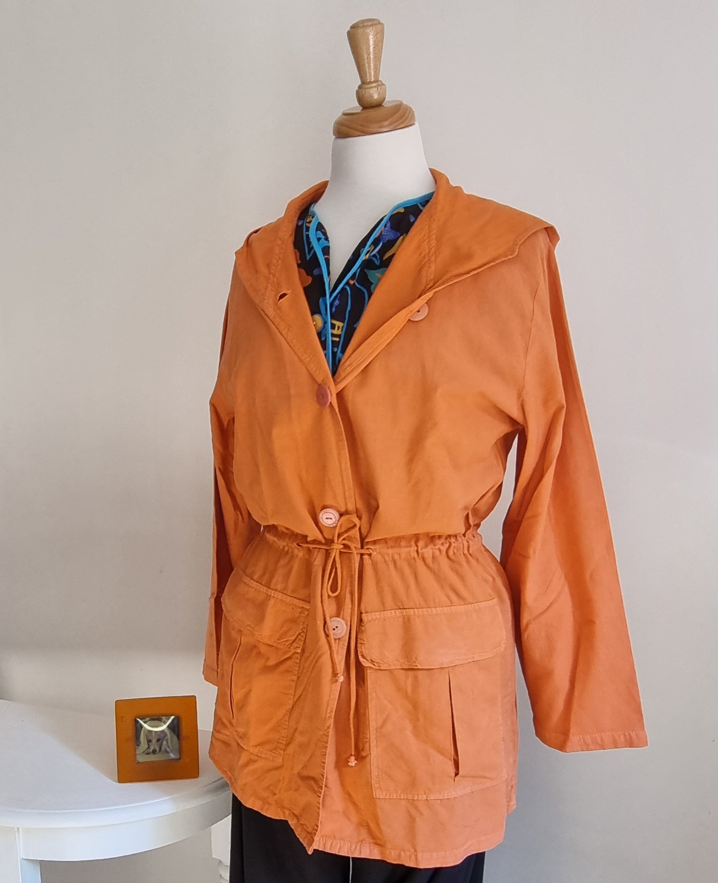 Beyette Cape Town - Orange hooded jacket with waist tie