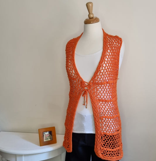Orange Crochet Vest