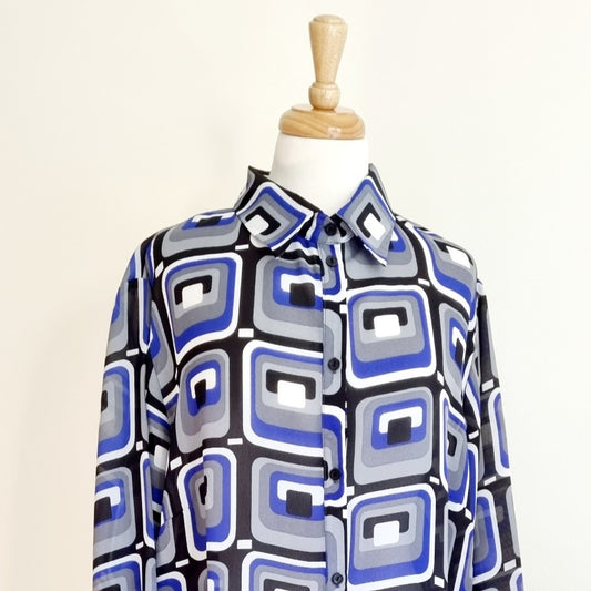 Donna Claire - Blue, black & white shirt