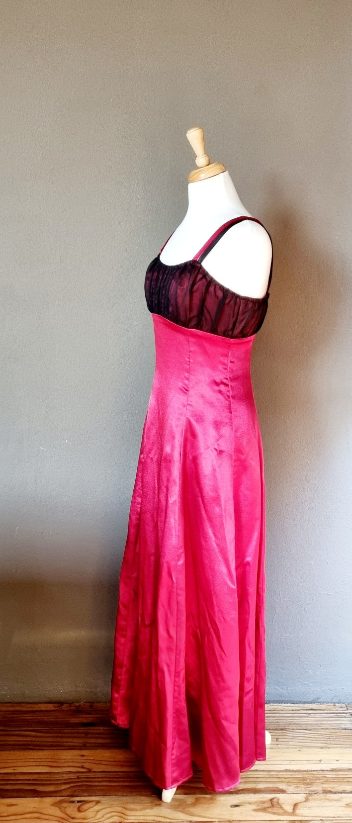 Empire Strapped  Red and Black Evening Dress