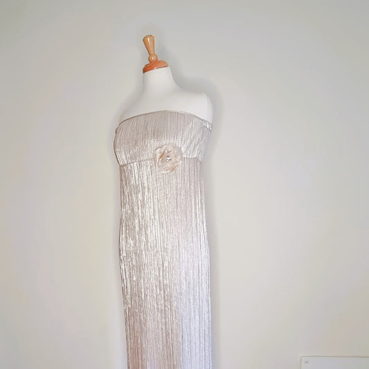 Oasis by Foschini - Gold crushed shimmer strapless maxi dress