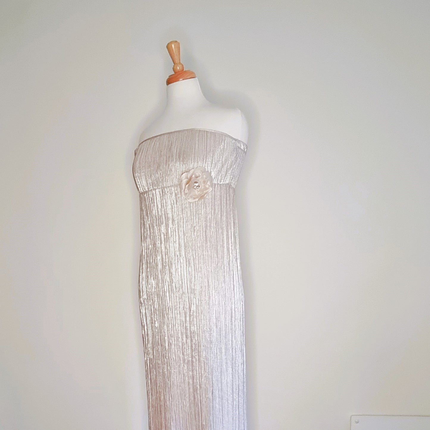 Oasis by Foschini - Gold crushed shimmer strapless maxi dress