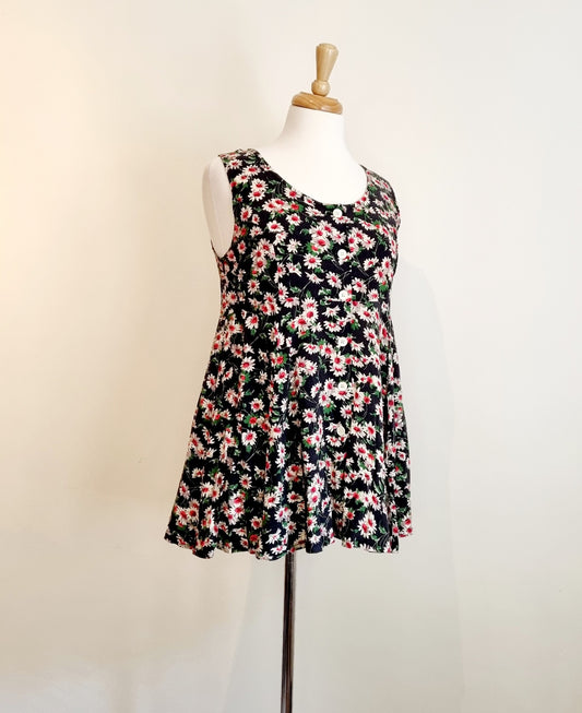 Shaking Heads - Vintage daisy flower button dress top
