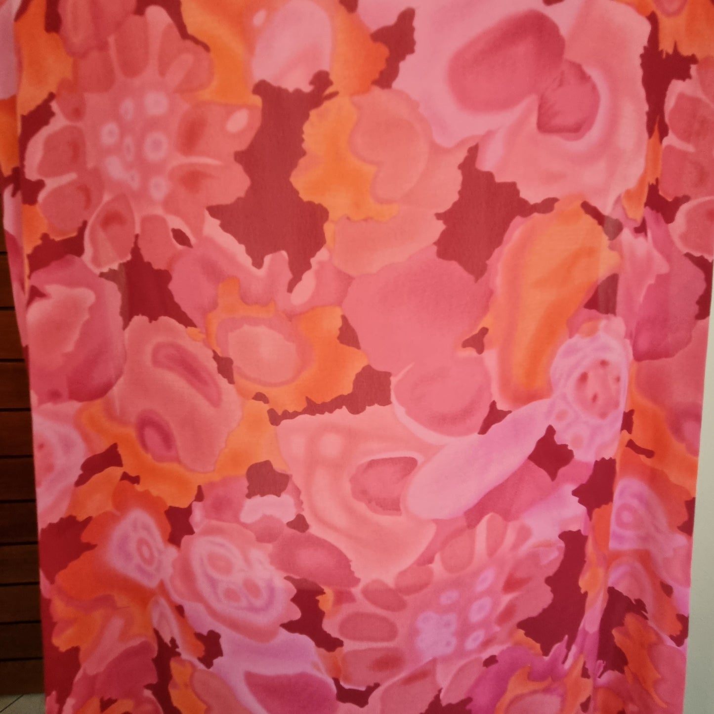 Colorful pink v-neck frilled floral blouse