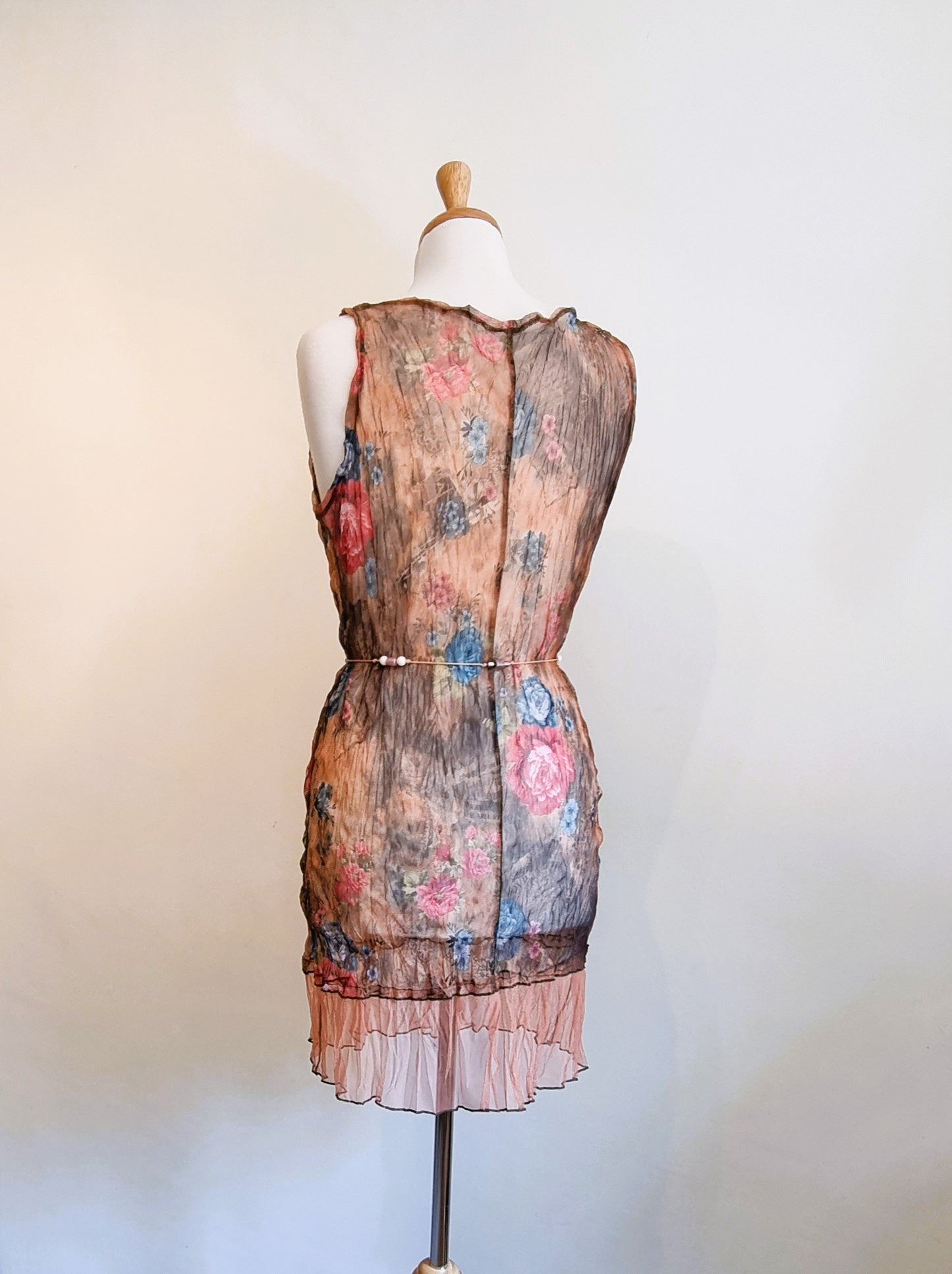 Gorgeous brown and red flower print overlay dress