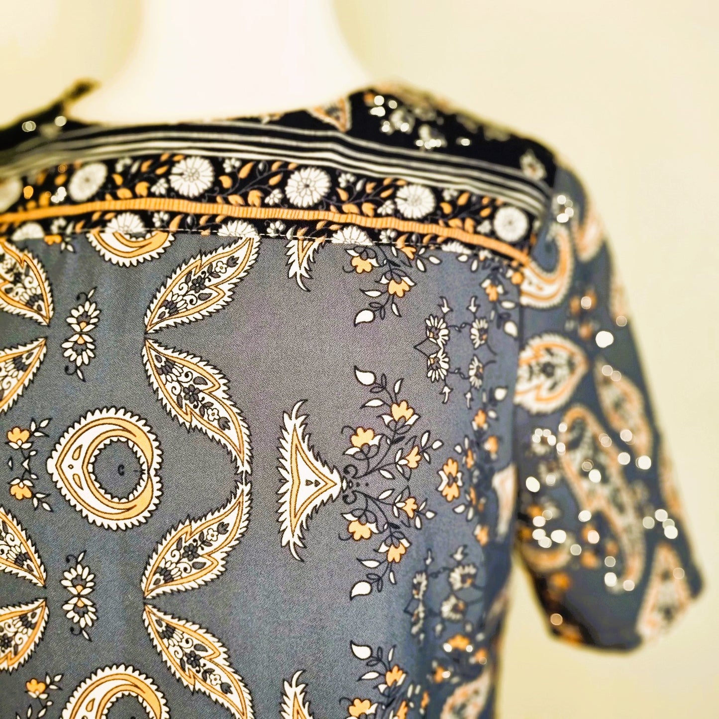 Cheroke Los Angeles - Blue & Pink paisley midi dress