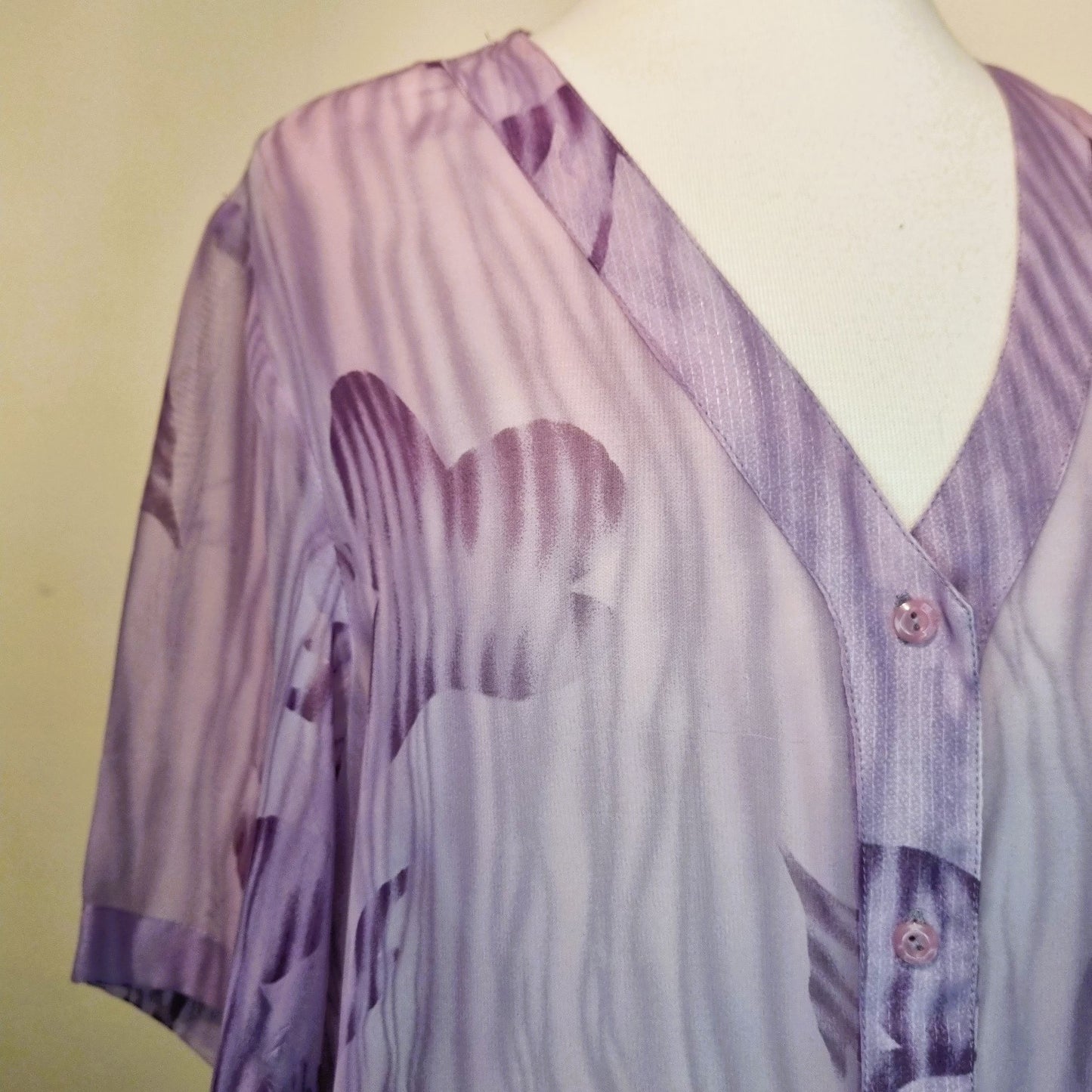 Pearl Tailors Dubai - Vintage - Lilac & purple sheer buttoned blouse