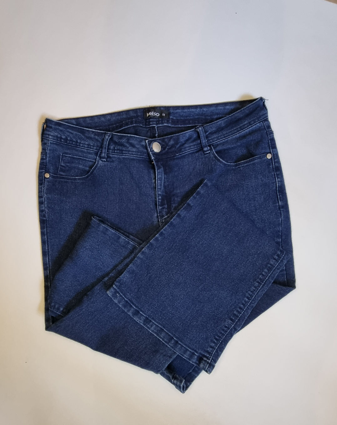 Kelso - Dark blue long bootleg stretch jeans