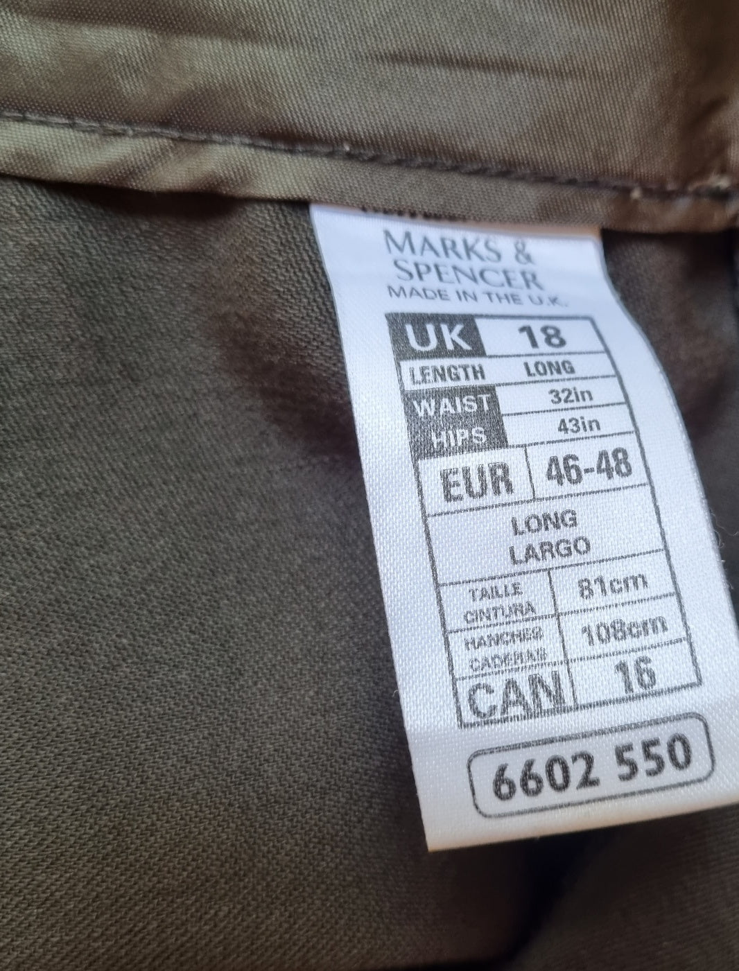 Marks & Spenser - Olive Green waisted trousers