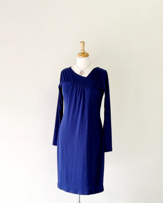 Edit - Blue long sleeve shift dress with detailed neckline. (Still with tag)