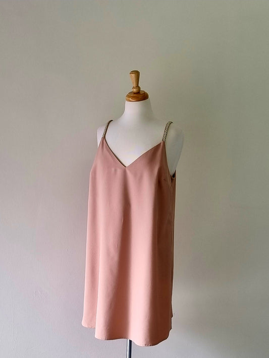 River Island - Fawn V neck lined corded shoulder strap cocktail dress