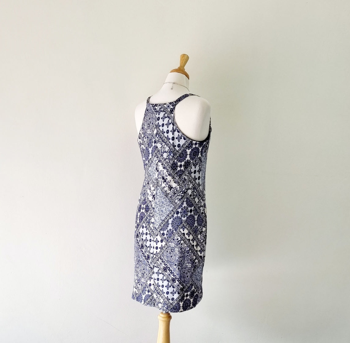 Iconic - Blue & White lined strap dress