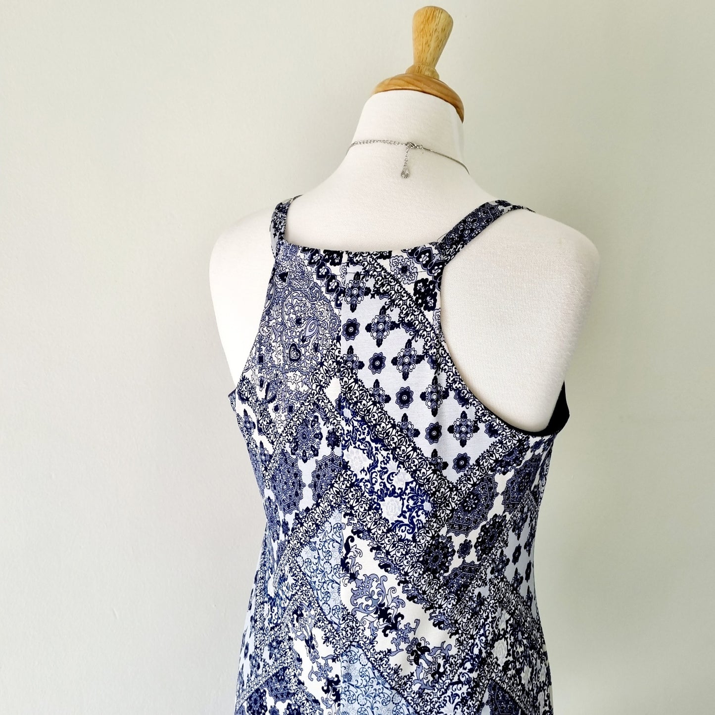 Iconic - Blue & White lined strap dress