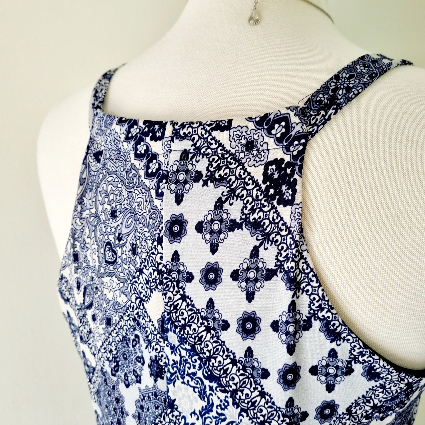 Iconic - Blue & White lined strap dress