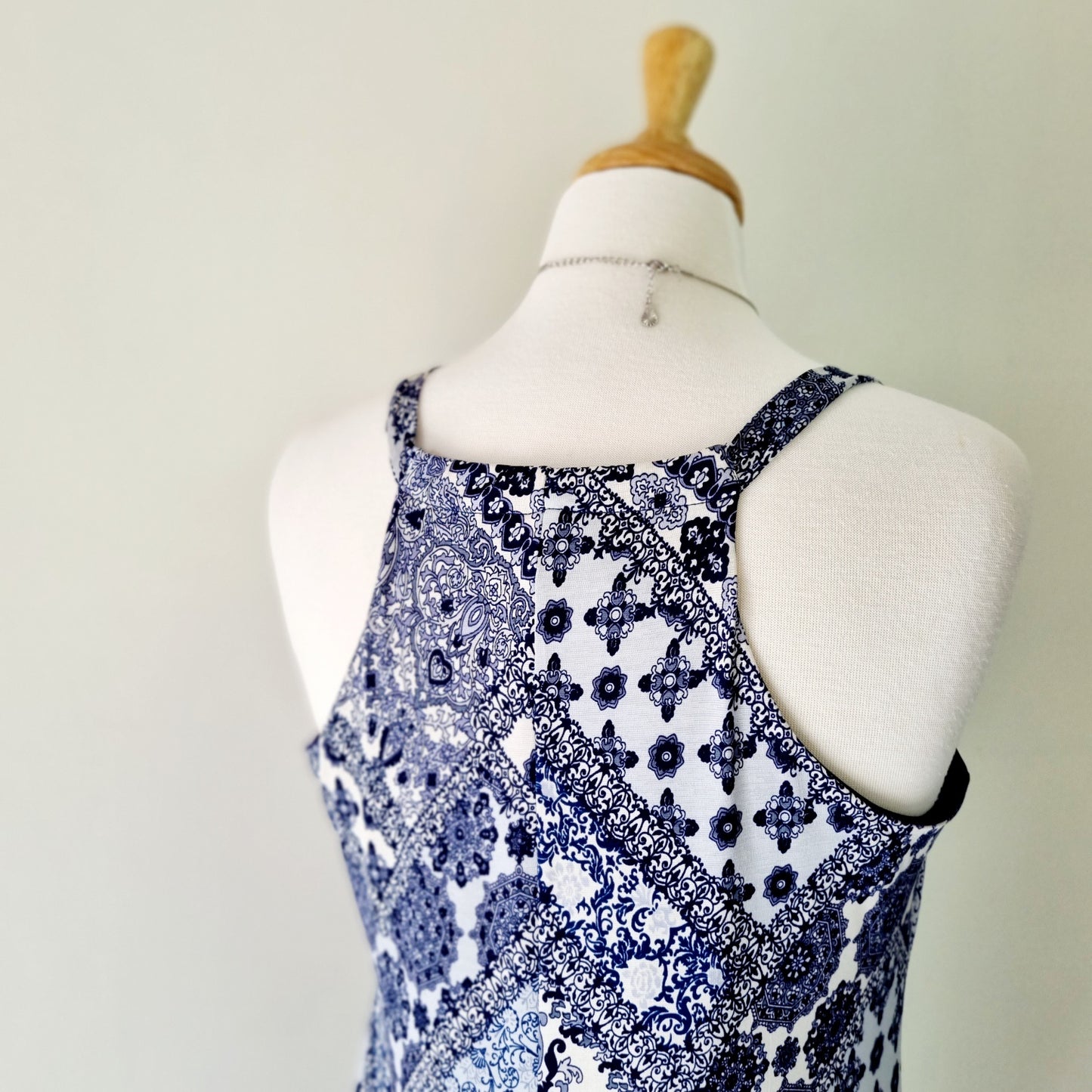 Iconic - Blue & White lined strap dress