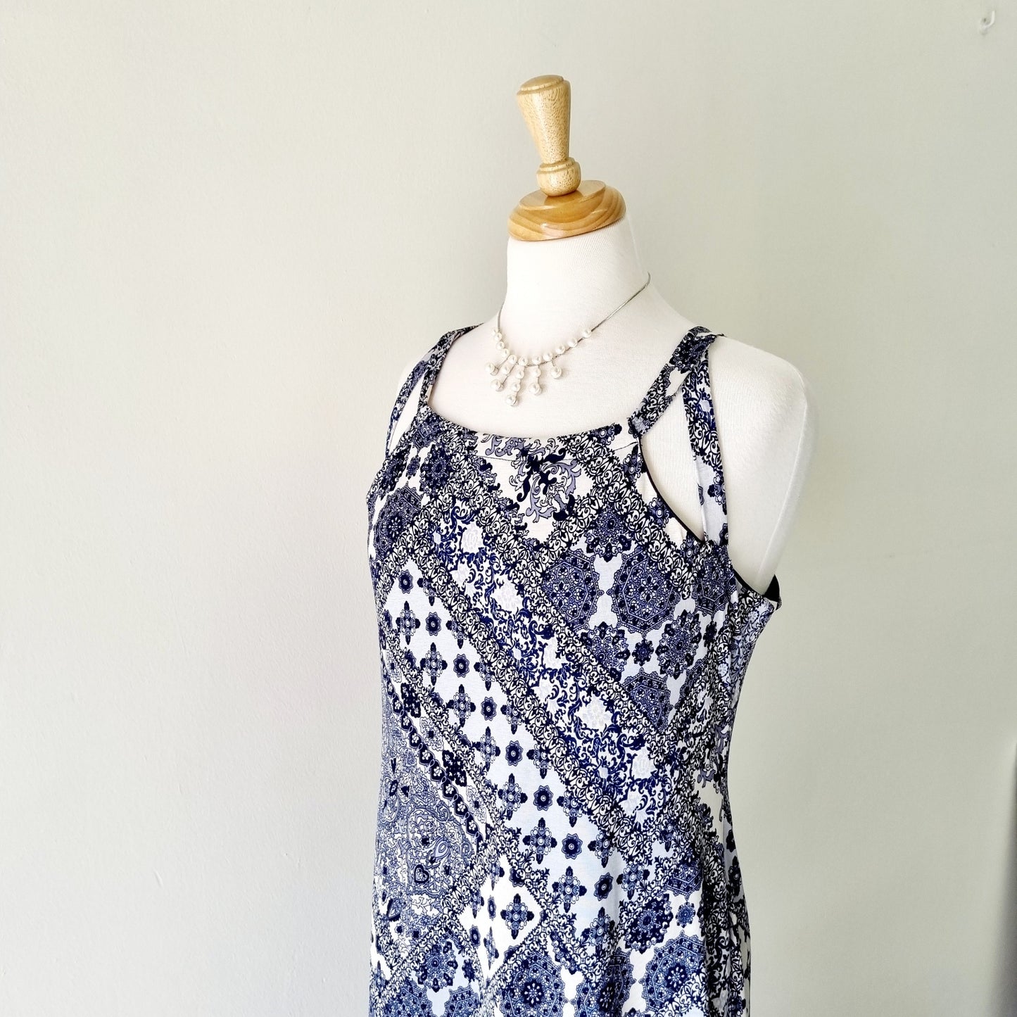 Iconic - Blue & White lined strap dress