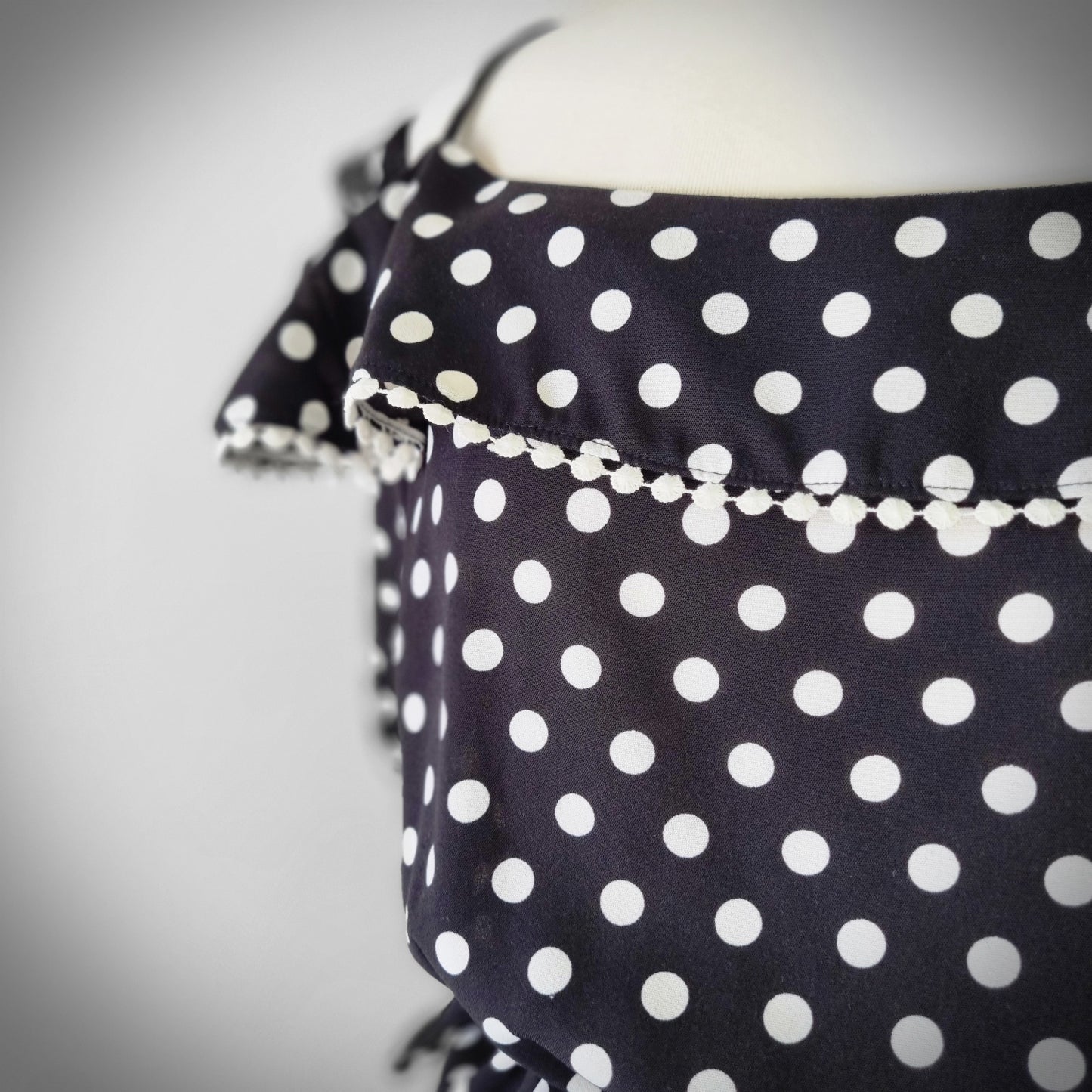 Sissy Boy - Black & white polka dot blouse with lace trimmings