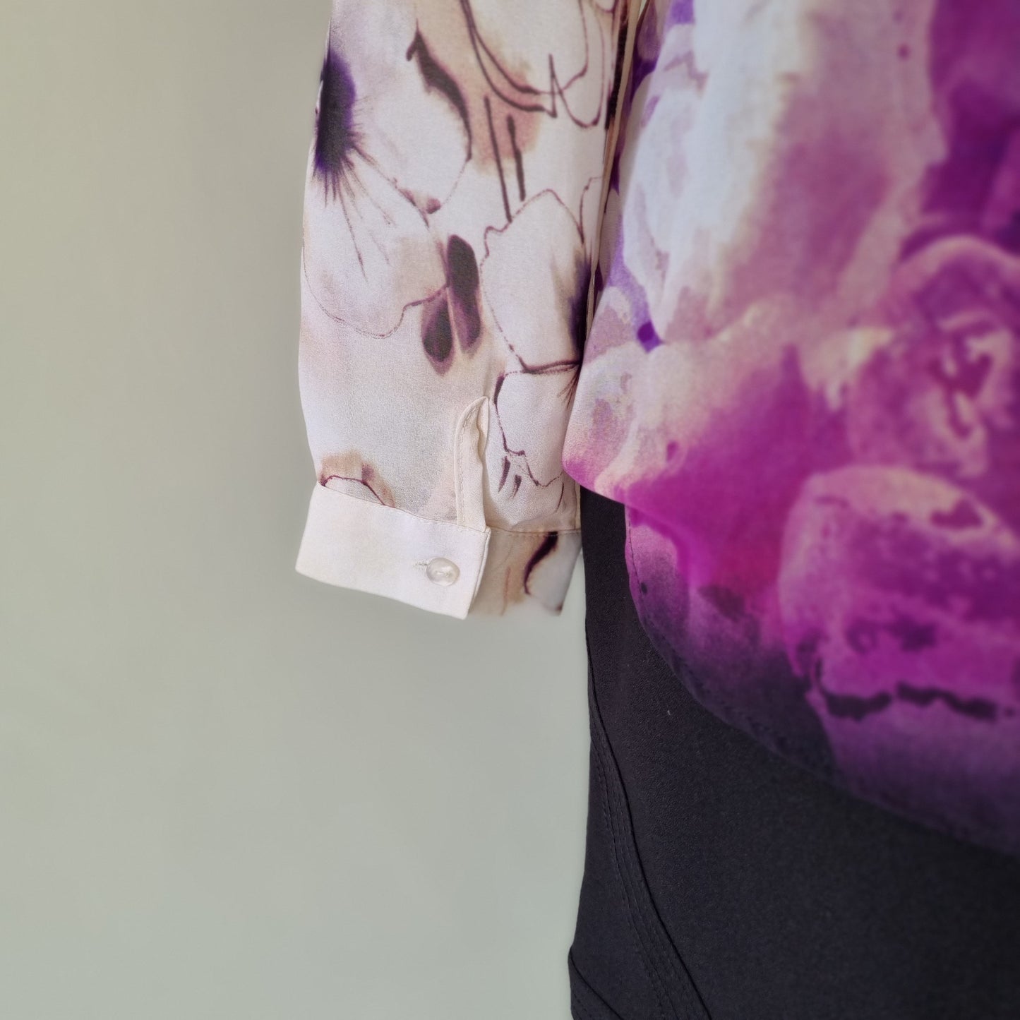 House of Envy - Beige & Purple front zip long sleeve blouse