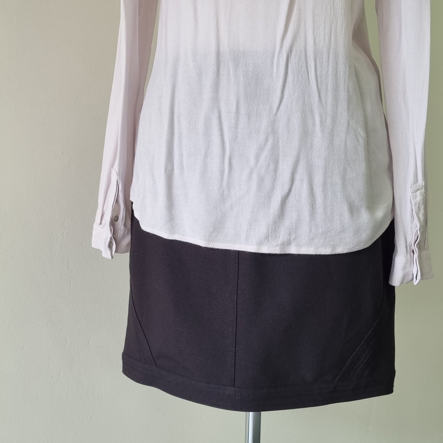 Yaya - Stone front zip long sleeve blouse