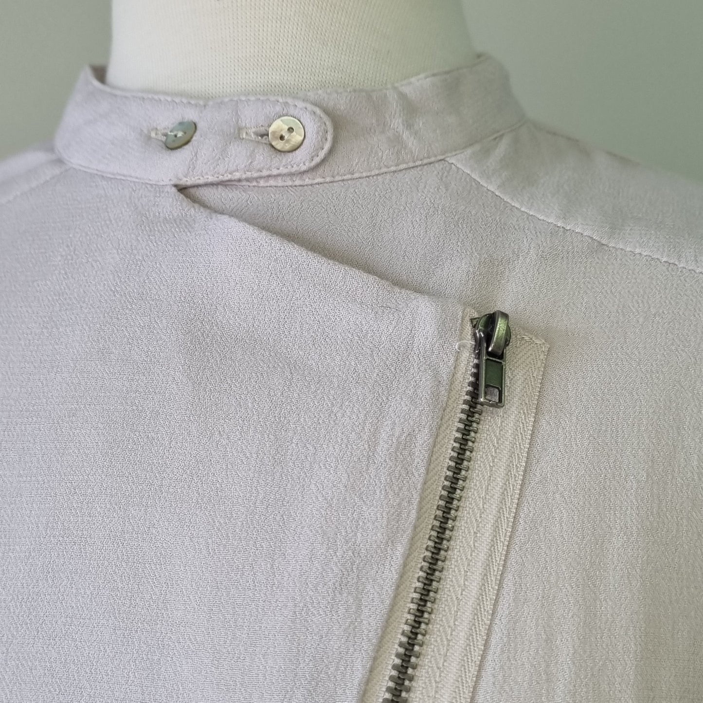 Yaya - Stone front zip long sleeve blouse