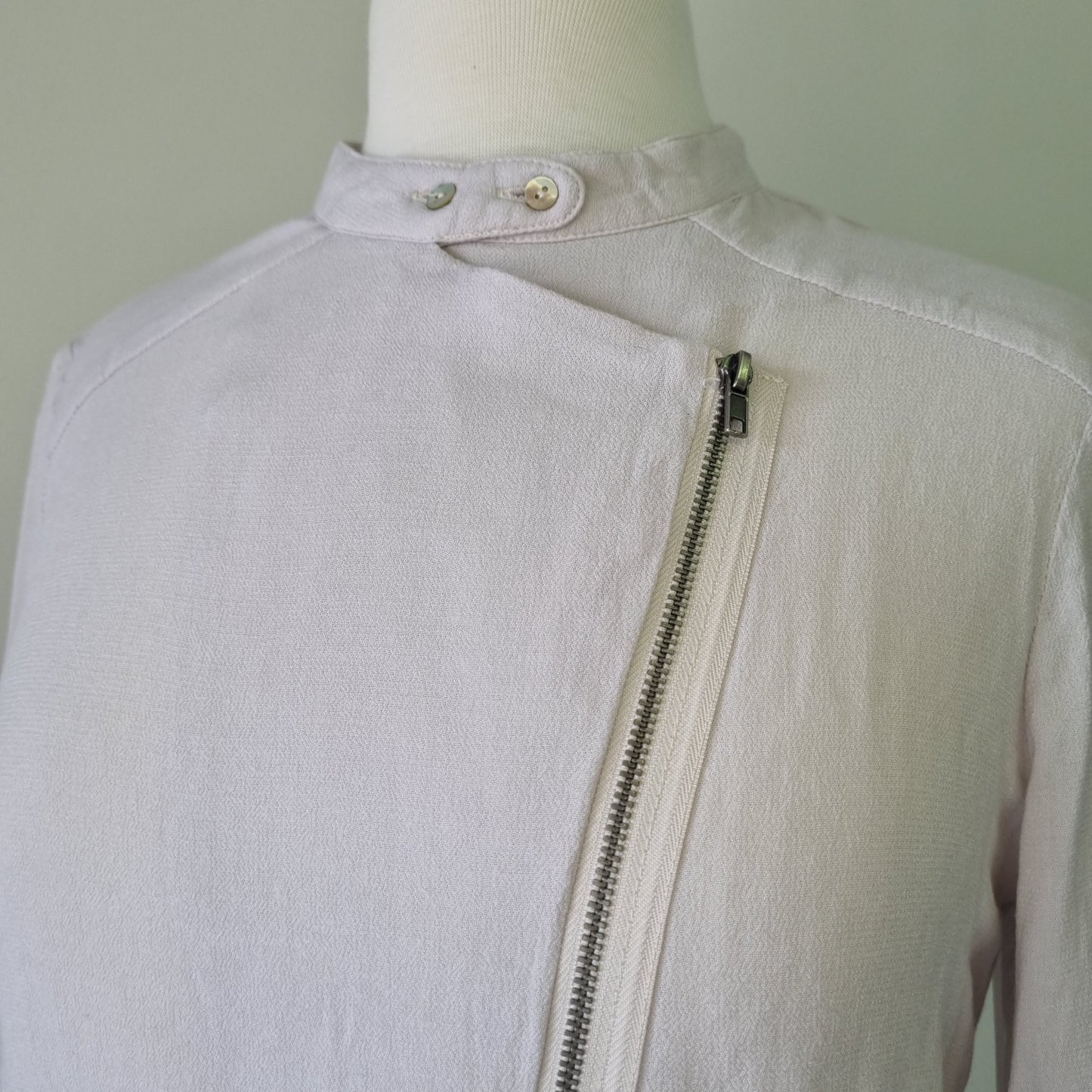 Yaya - Stone front zip long sleeve blouse