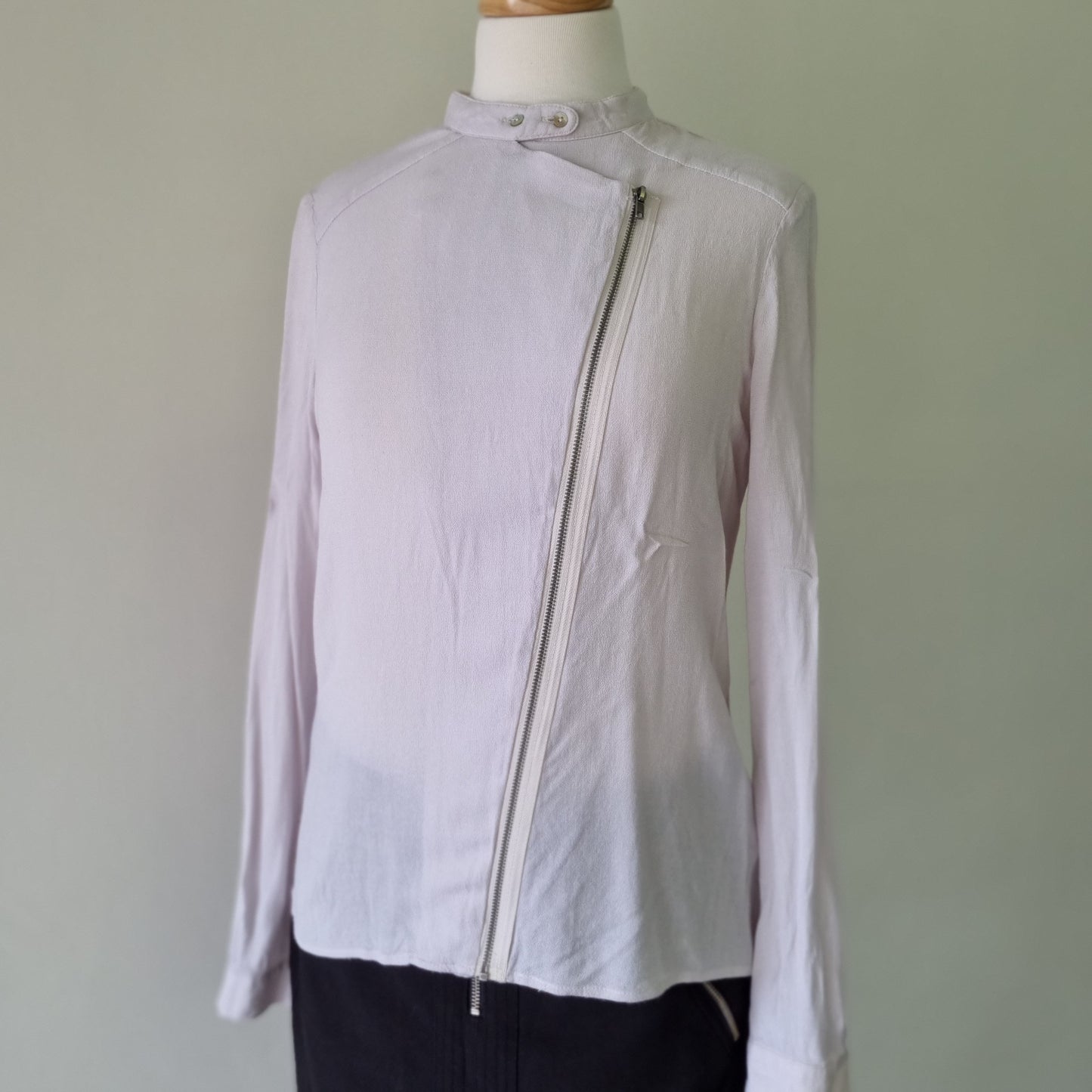 Yaya - Stone front zip long sleeve blouse