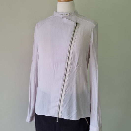 Yaya - Stone front zip long sleeve blouse