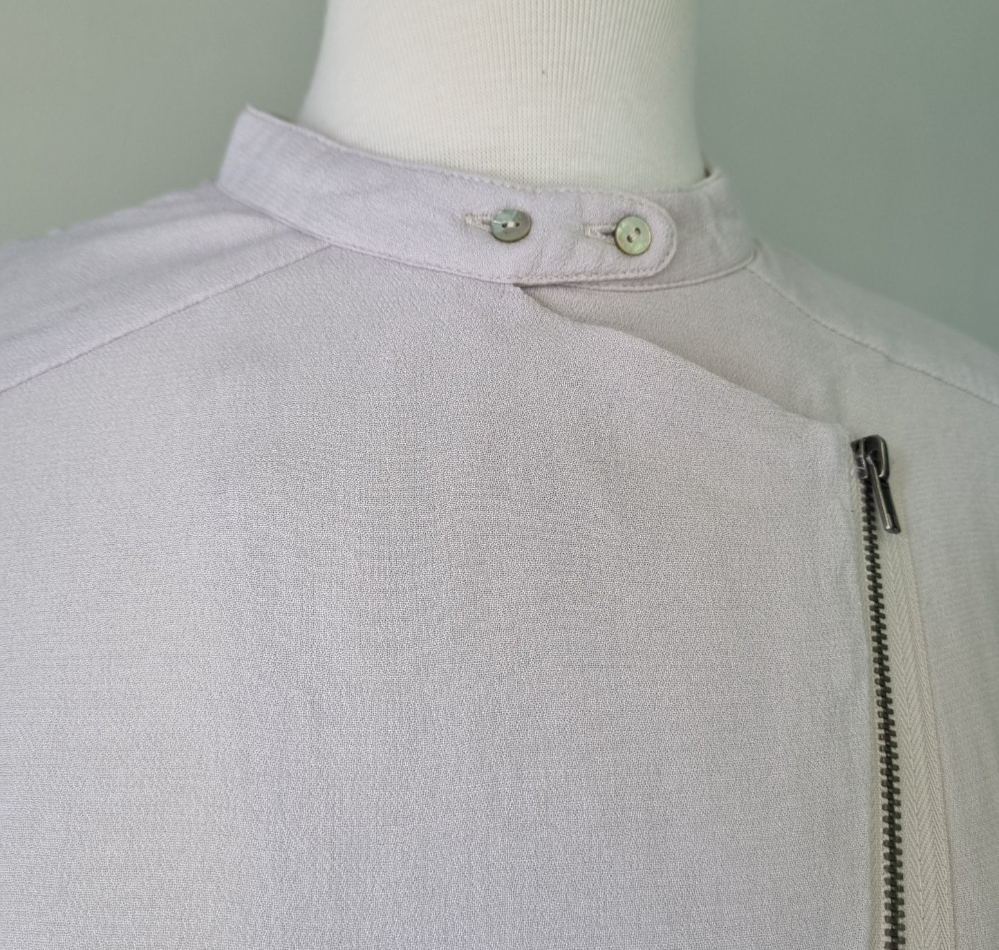 Yaya - Stone front zip long sleeve blouse