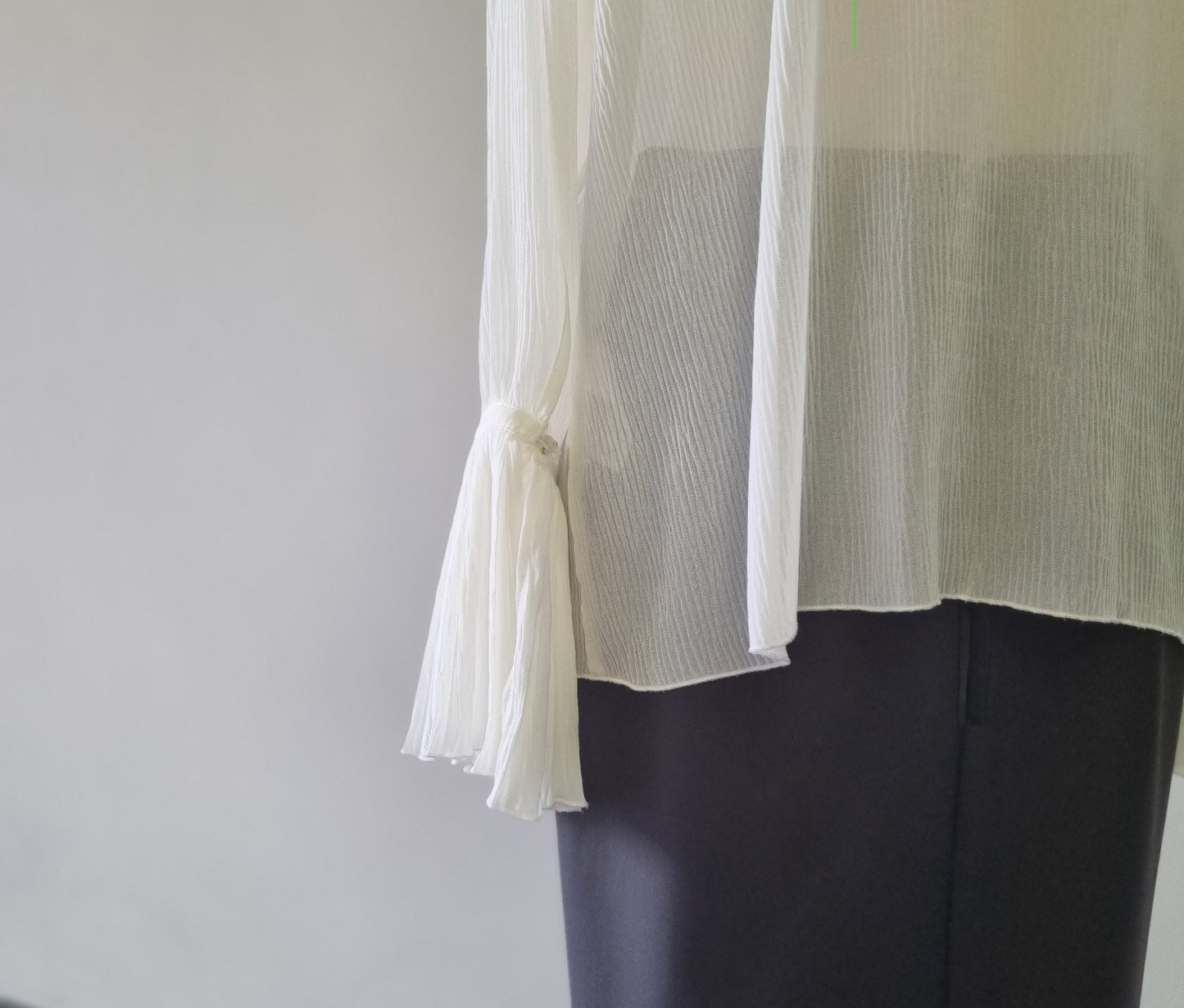 H&M - Beige long sleeve frilled high neck & sleeve blouse