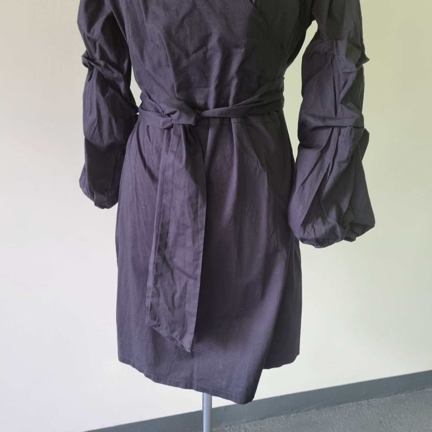 Style Republic - Unique black waisted long sleeve wrap dress