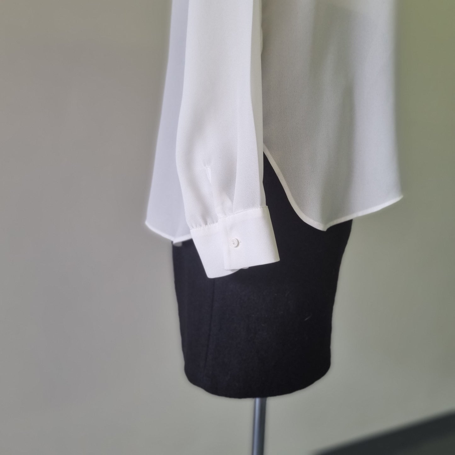 Zara Basics - Beige long sleeve feathered embellished shoulders shirt