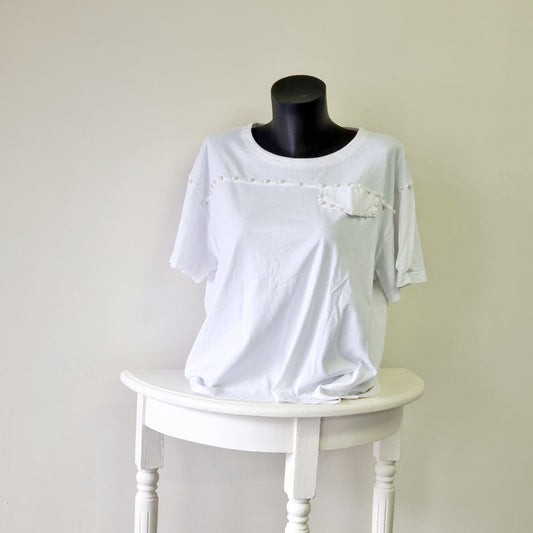Zara - Pearl studded T-Shirt