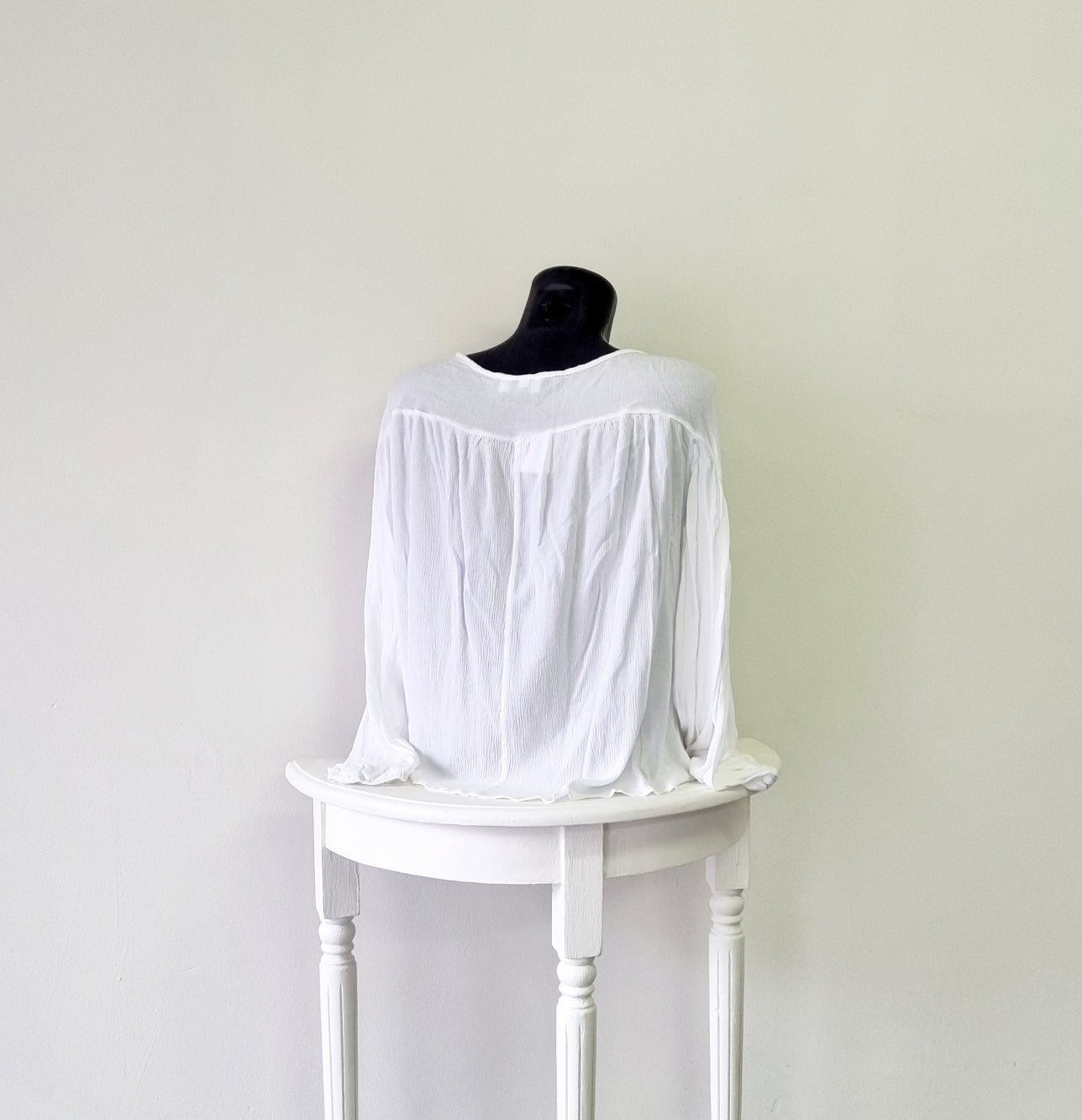 Ths Handpicked Selection - White front tie long sleeve blouse