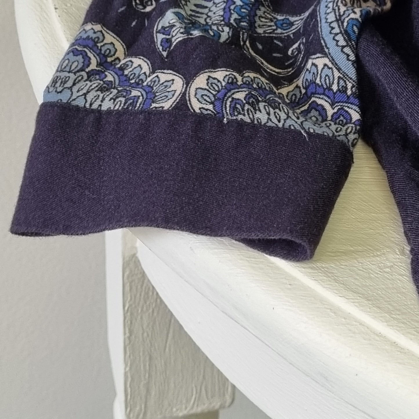 H&M - Blue & beige long sleeve buttoned bordered shirt