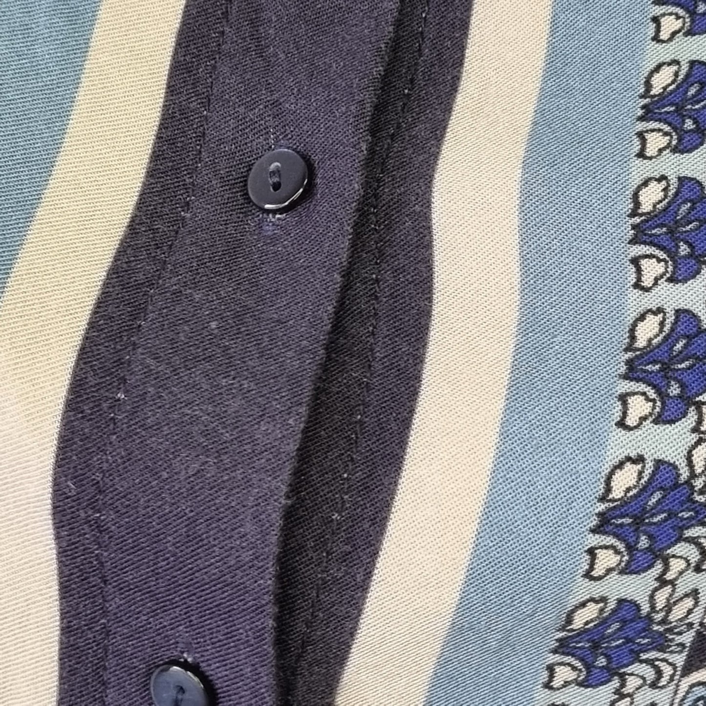 H&M - Blue & beige long sleeve buttoned bordered shirt