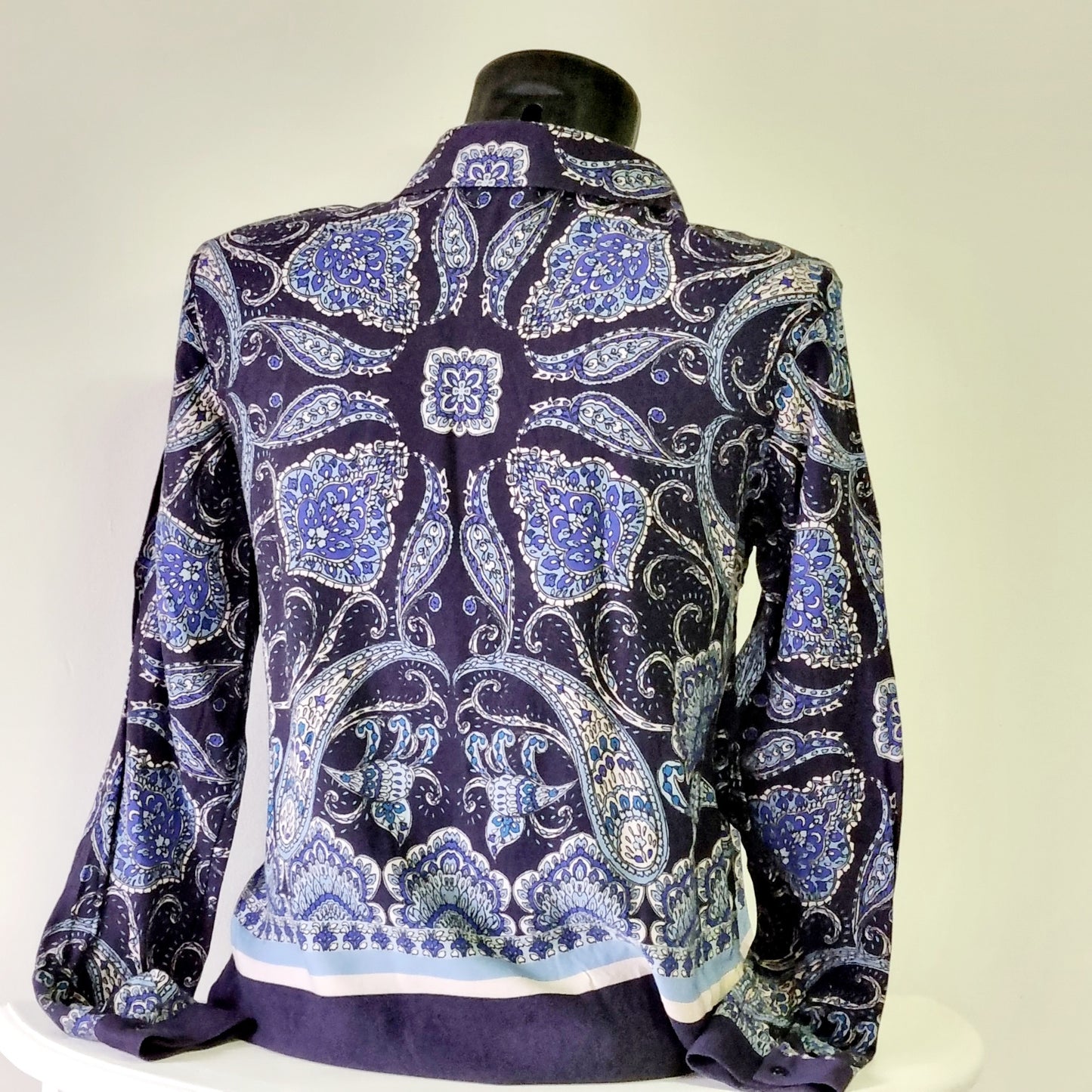 H&M - Blue & beige long sleeve buttoned bordered shirt