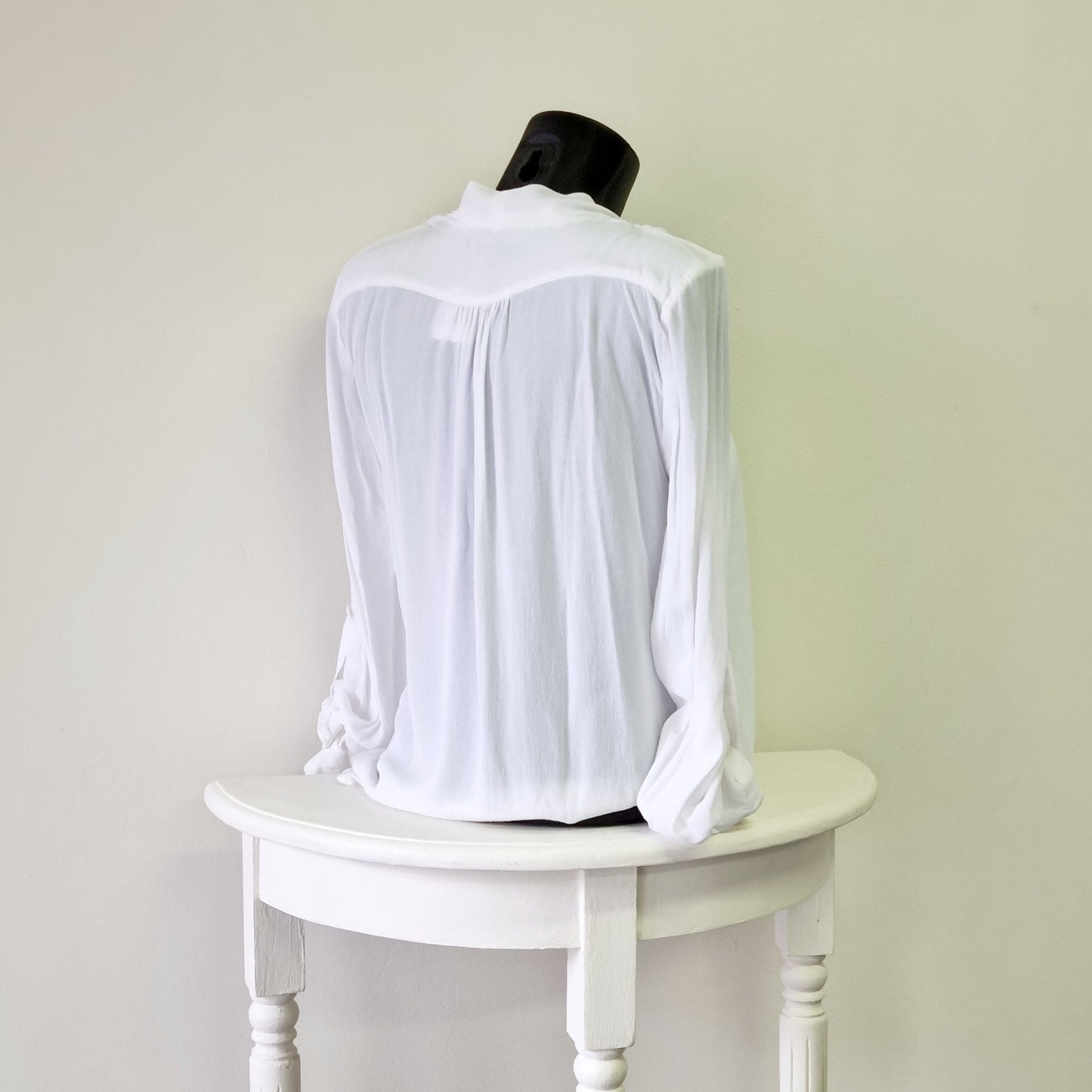 Zara Woman - White long sleeve cross over blouson blouse